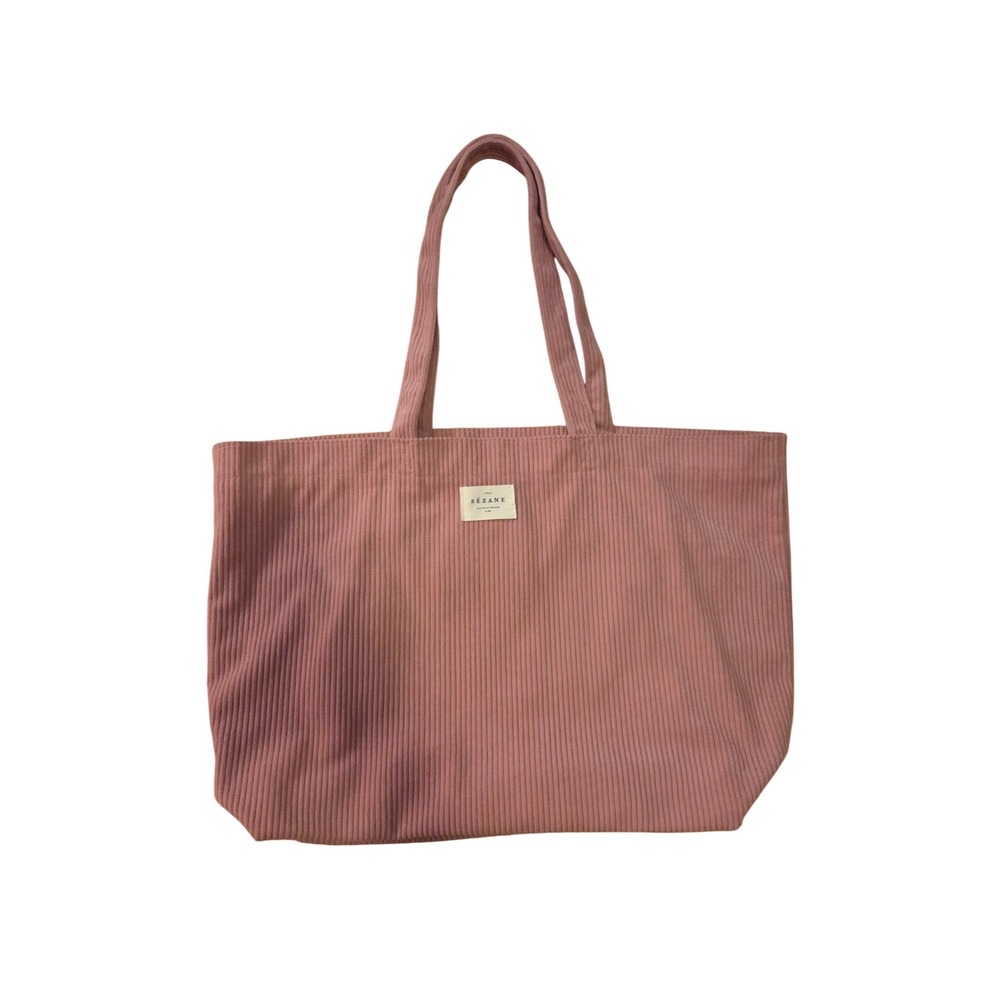 Sezane Paris Dusty Pink Mauve Corduroy Tote Bag Ribbed Cotton Shoulder Bag